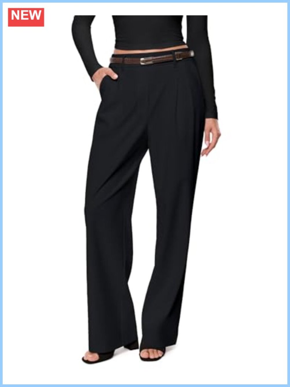 Wide Leg Dress Pants Pull On High Waist Straight Leg Trousers for Work